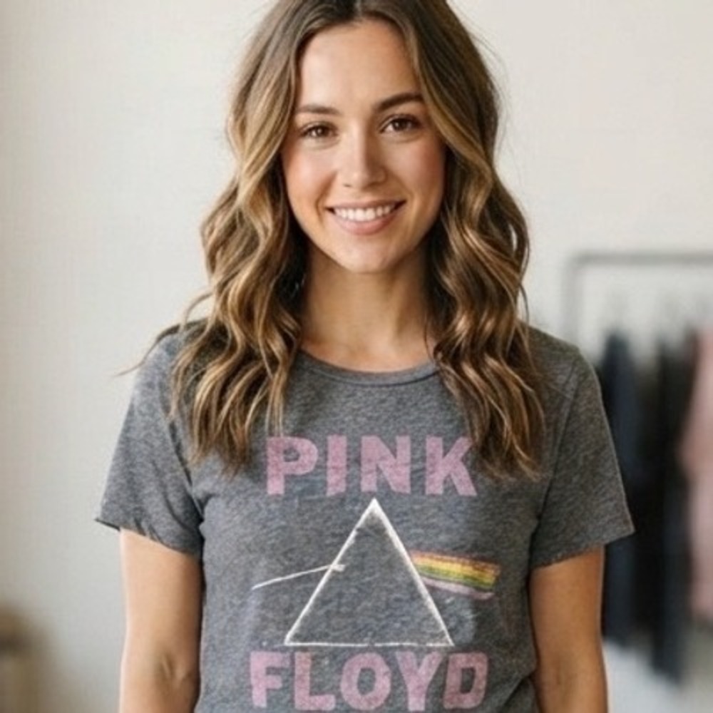 Pink Floyd Dark Side of the Moon Graphic Tee Charcoal Grey Rock Band‎ Shirt